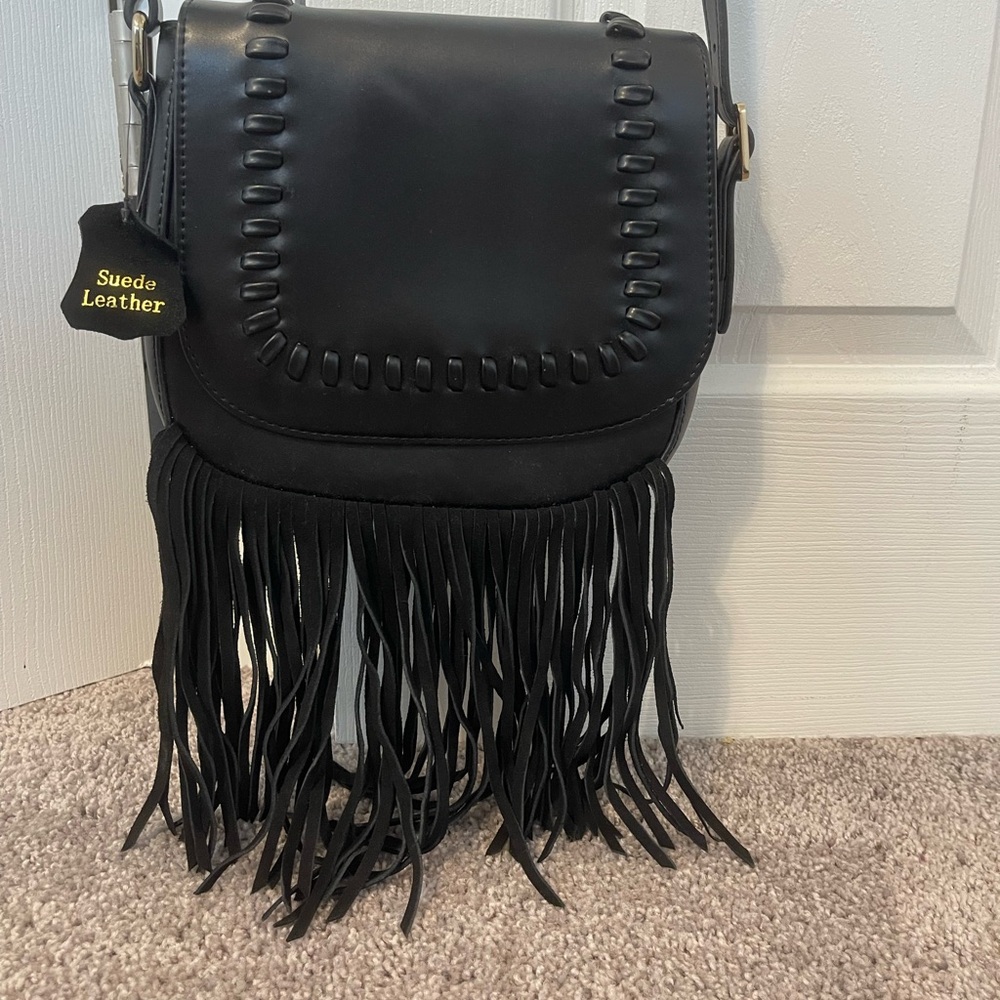 Summer & Rose Black Boho Fringe Crossbody